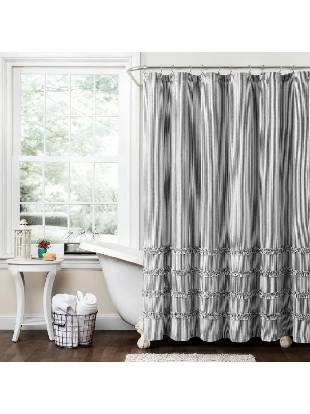 Vintage Stripe Yarn Dyed Cotton Shower Curtain, 72